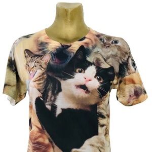 RAGE ON! Fun CAT Photo Print Top Size XS